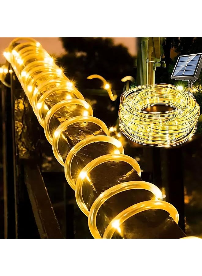 The Bros Solar Rope Lights Outdoor,12M 100 LED Solar String Lights Tube Lights,Waterproof Solar Powered Fairy Lights with 8 Adjustable Modes for Outdoor Decoration(Warm)  - Image 1