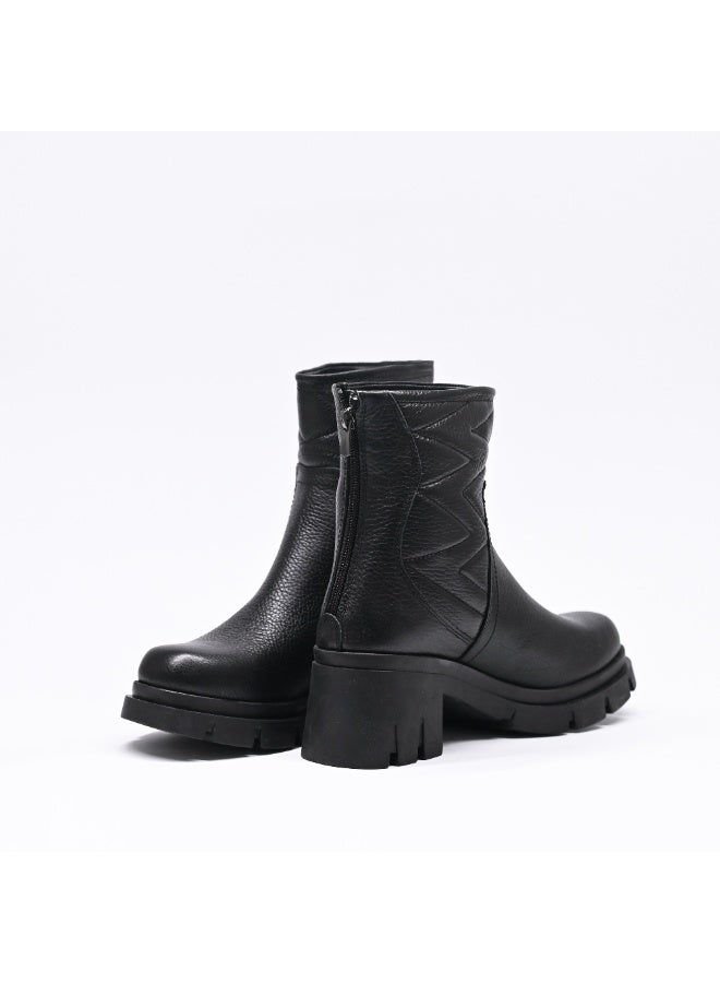 Levent Genuine Leather Half Boot For Women - Black - Image 1
