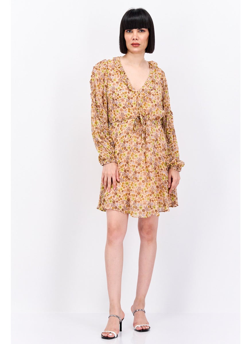 Scotch & Soda Women Floral Print Mini Dress, Peach Combo  - Image 3
