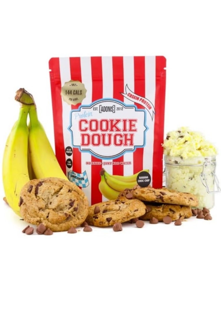 Adonis Cookie Dough Dietary Supplement (Casein Protein) - Chocolate Chip Banana - 400 grams - Image 1
