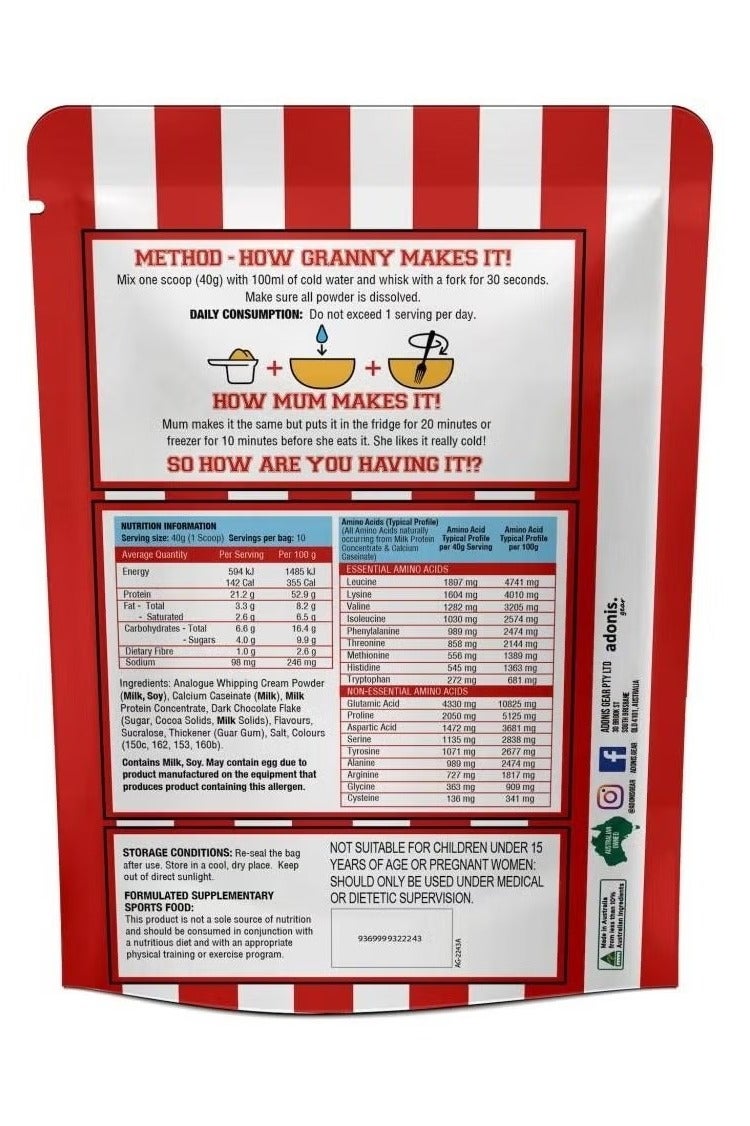 Adonis Cookie Dough Dietary Supplement (Casein Protein) - Chocolate Chip Banana - 400 grams - Image 3