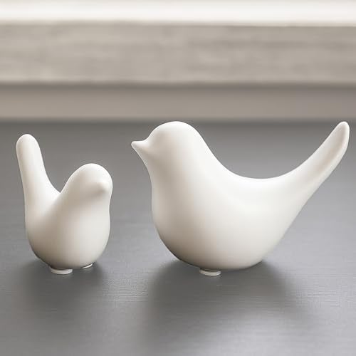 Notakia Small White Birds Statues Home Decor Modern Style Decorative Ornaments for Living Room Decor Bedroom Office Desktop Cabinets 2Pcs White Birds - Image 1