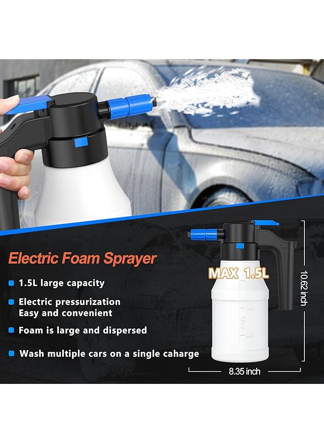 KASTWAVE Car Foam Sprayer, Electric Pressurized Foam Sprayer, Foam Sprayer, Car Wash Foam, Adjustable Foaming Car Wash Sprayer, Suitable For Home, Garden Car Beauty Cleaning, Car Accessories (1.5 L) - Image 2