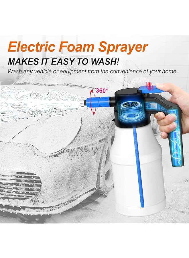 KASTWAVE Car Foam Sprayer, Electric Pressurized Foam Sprayer, Foam Sprayer, Car Wash Foam, Adjustable Foaming Car Wash Sprayer, Suitable For Home, Garden Car Beauty Cleaning, Car Accessories (1.5 L) - Image 4