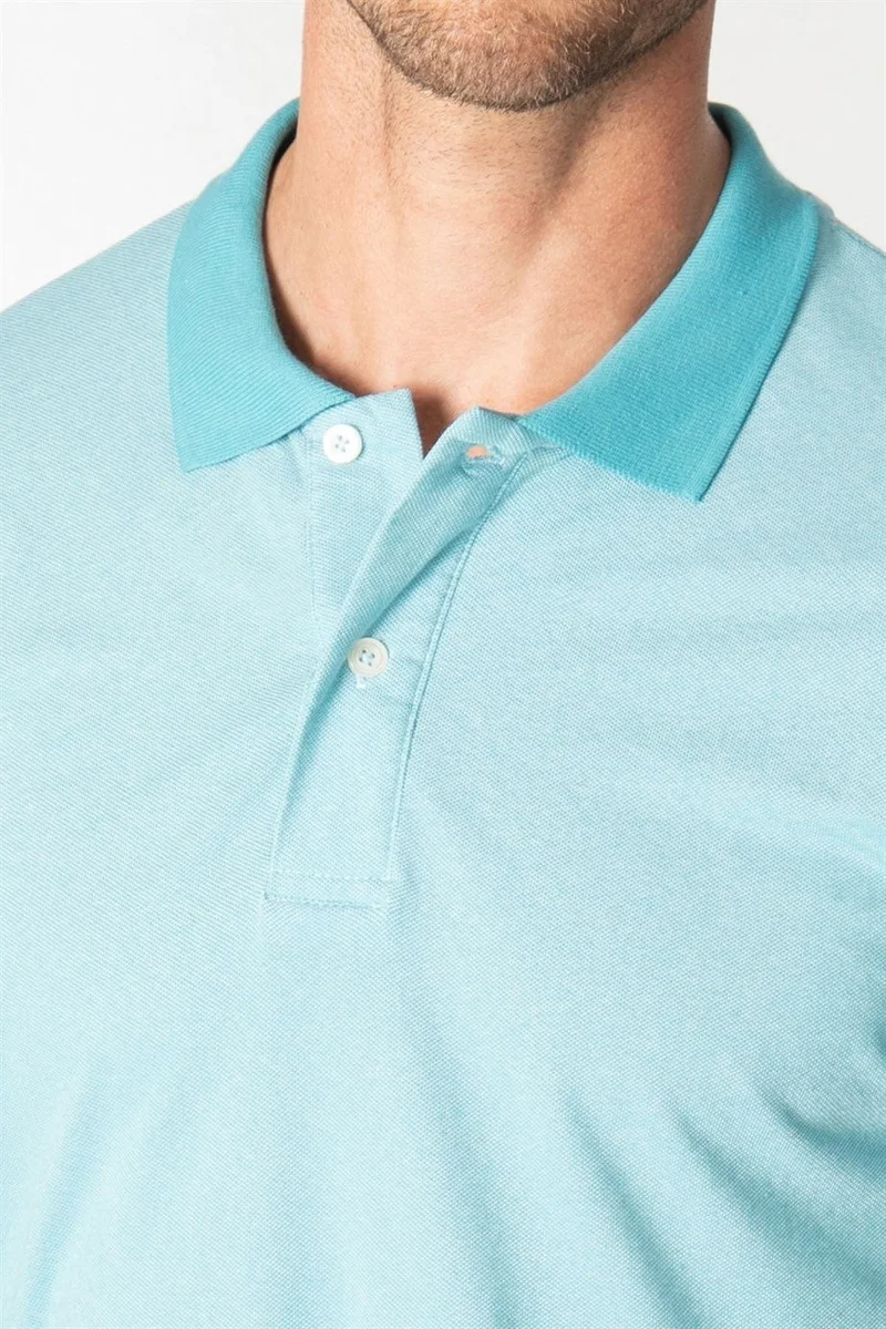 Tudors Men's Slim Fit Narrow Cut Plain Pique Green Polo Neck T-Shirt