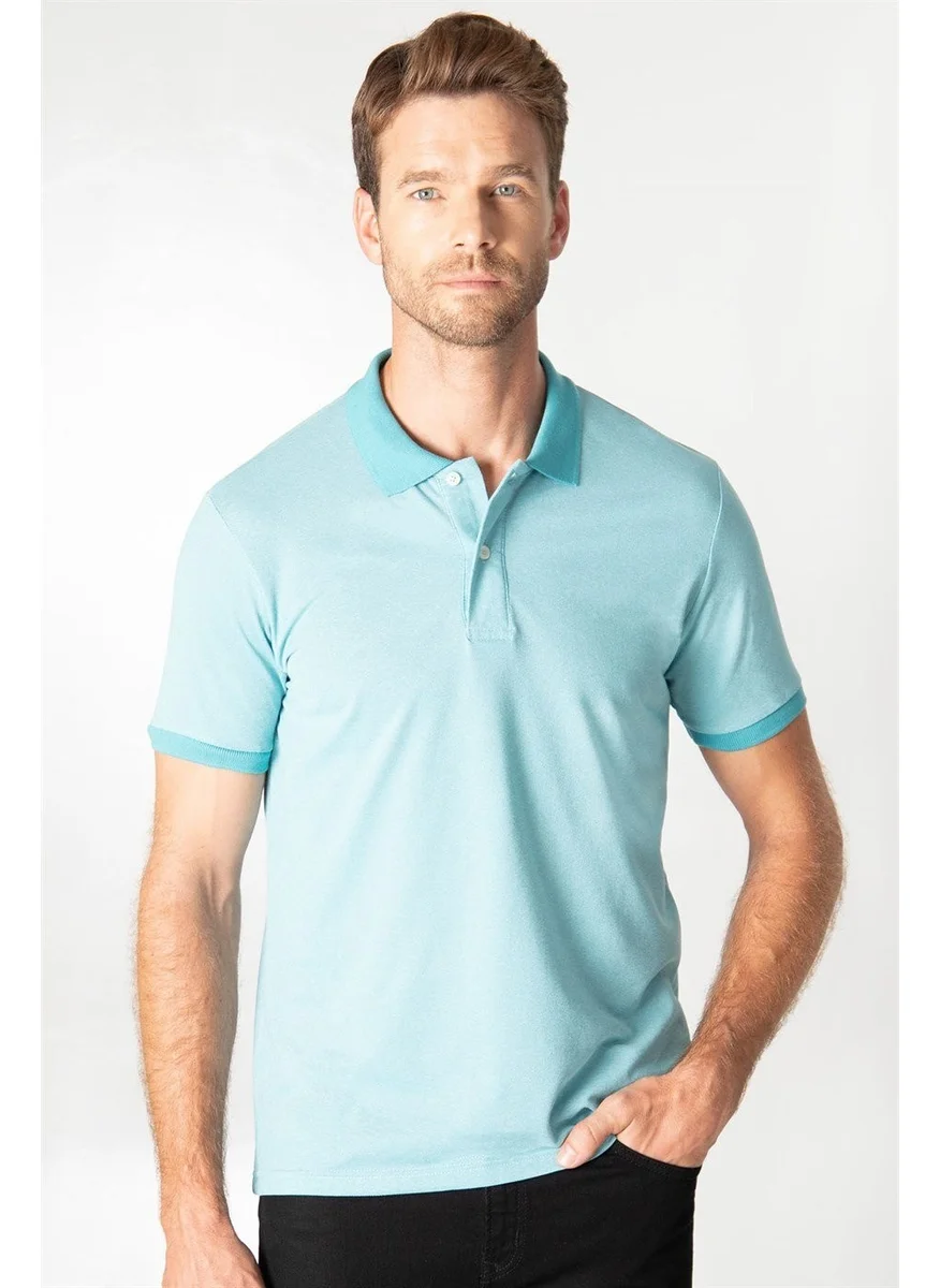 Tudors Men's Slim Fit Narrow Cut Plain Pique Green Polo Neck T-Shirt