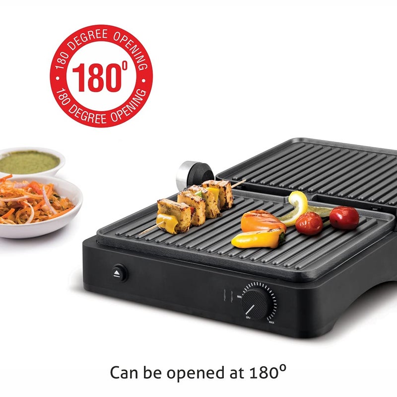 GLEN Glen Electric Contact Grill Sandwich Maker 1900W with Oil Collector Tray and 180 Degree Opening 3032 Black  - Image 3