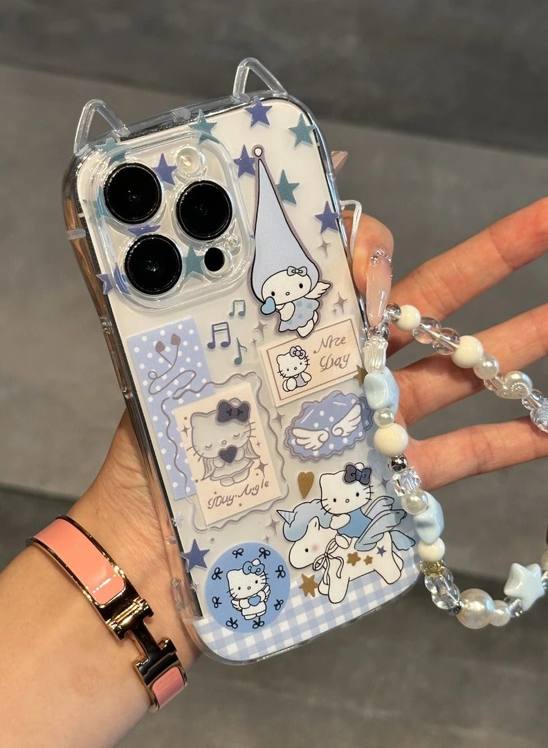 NIBEMINENT Protective TPU Case Cover For iPhone 16 Pro Max, Love Angel Kitty With Bracelet