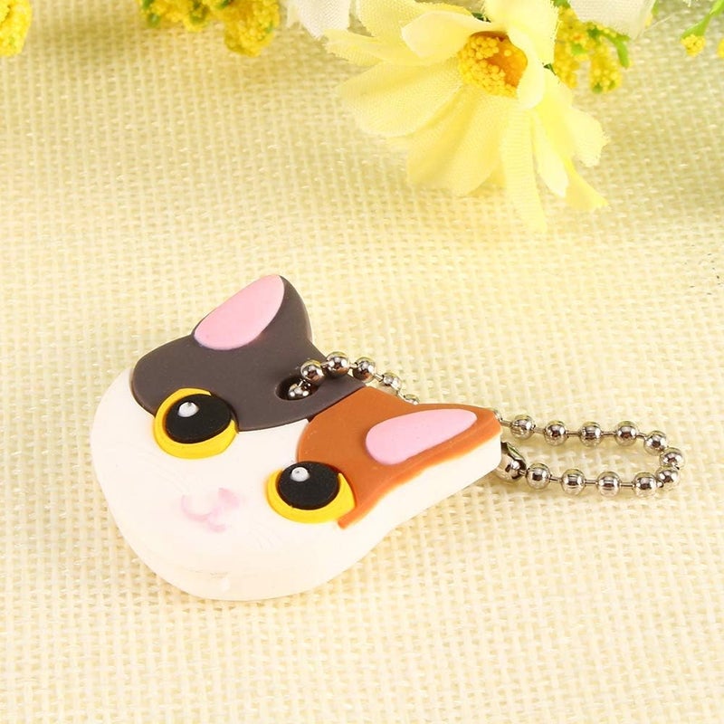 Hztyyier 2Pcs Cartoon Key Caps Funky Cat Key Covers Cute Animal Identifier Caps Tags Key Covers - Image 1