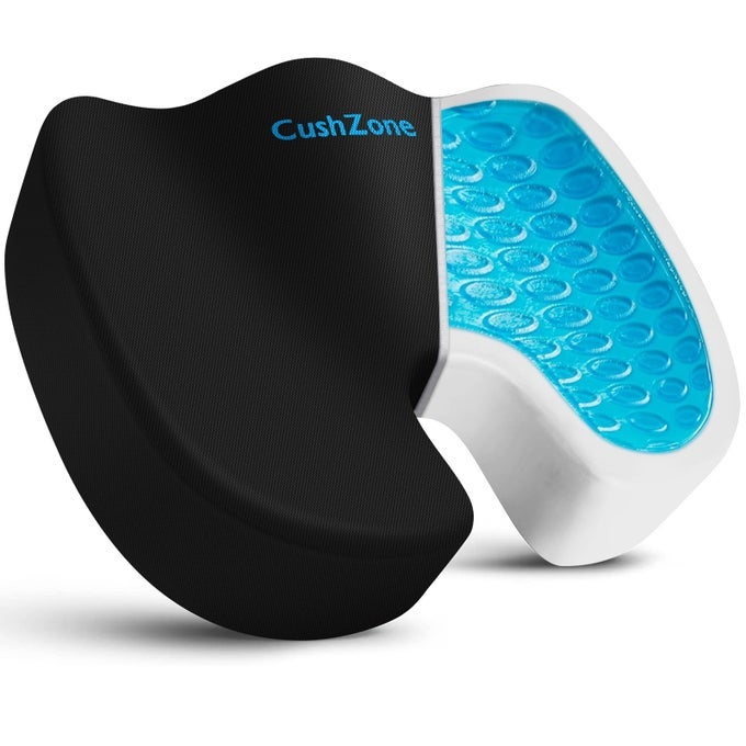 Office Chair Seat Cushion Cooling Gel Enhanced Memory Foam Cushion for Long Sitting Back Sciatica Coccyx Tailbone Pain Relief Pillow for Office Gaming Car Wheelchair Black XLarge