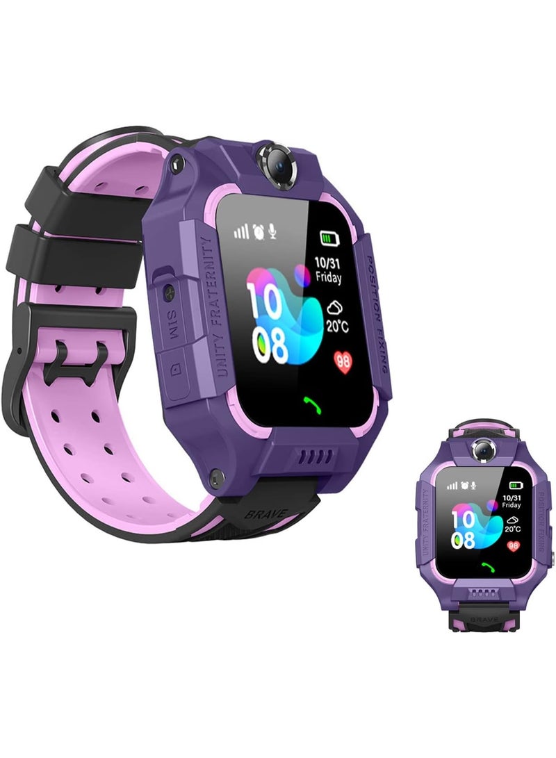 ساعة ذكية، دعم بطاقة سيم، التحكم بشاشة اللمس، المكالمات الواردة، الرسائل القصيرة، دعم تذكير ساعة المنبه، الدردشة الصوتية، ساعة مقاومة للماء، ساعة الأطفال مقاومة للماء (أرجواني) - Image 1