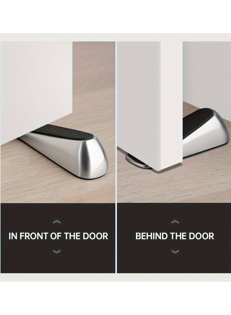 ‌Heavy Duty Door Stopper - Zinc Alloy Metal with Silicone Pad, Brushed Nickel Finish, Universal Floor Protector for Hardwood/Tile/Carpet, Storage Sleeve Included - Image 5