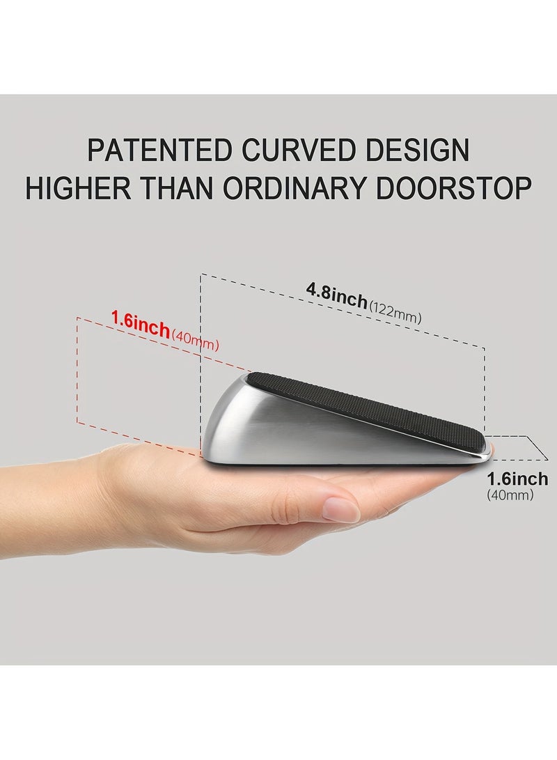 ‌Heavy Duty Door Stopper - Zinc Alloy Metal with Silicone Pad, Brushed Nickel Finish, Universal Floor Protector for Hardwood/Tile/Carpet, Storage Sleeve Included - Image 4