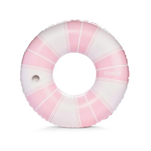 FUNBOY Giant Vintage Pink Stripe Inflatable Pool Float with Cup Holder 48 Pool Float for Adults Inner Tube Pool Toys Swim Rings Swimming Pool Accessories Pool Lounger Float for Pool Party Summer - Image 1