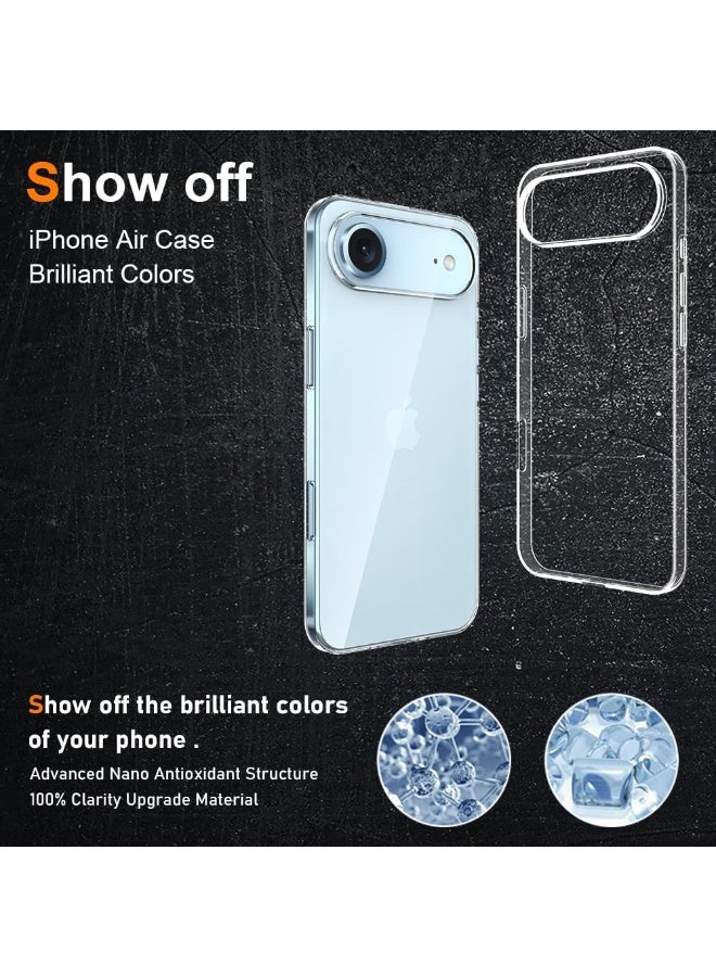 BORTONY iPhone 17 Air Case Non-Yellowing Shockproof Phone Cover For iPhone 17 Air Anti-Scratch Crystal Clear transparent Cover For iPhone 17 Air 6.5-inch - Image 3