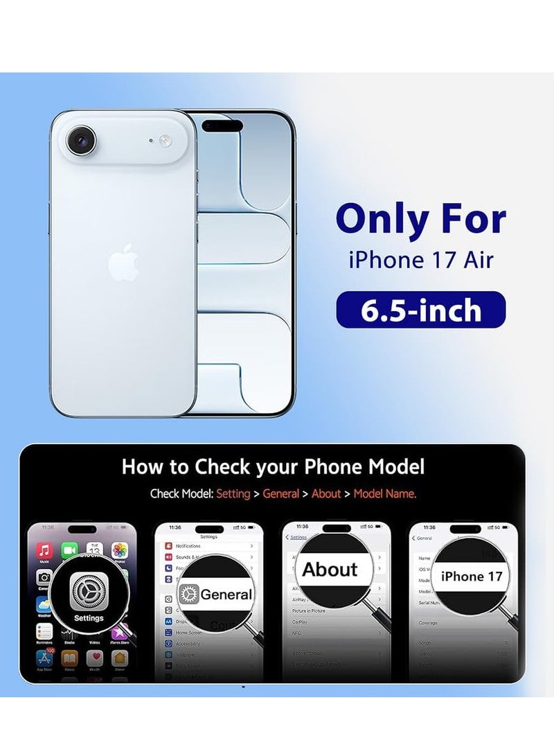 BORTONY iPhone 17 Air Case Non-Yellowing Shockproof Phone Cover For iPhone 17 Air Anti-Scratch Crystal Clear transparent Cover For iPhone 17 Air 6.5-inch - Image 2