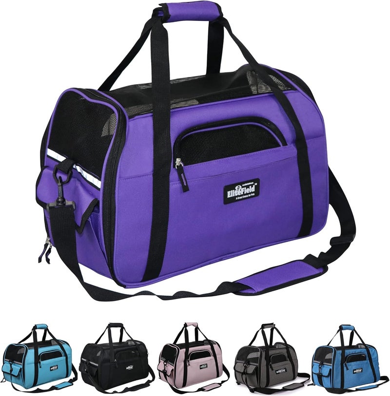 EliteField (Large: 48cm L x 25cm W x 33cm H, Purple) - Soft Sided Pet Carrier (3 Year Warranty, Airline Approved), Multiple Sizes and Colours Available - Image 1