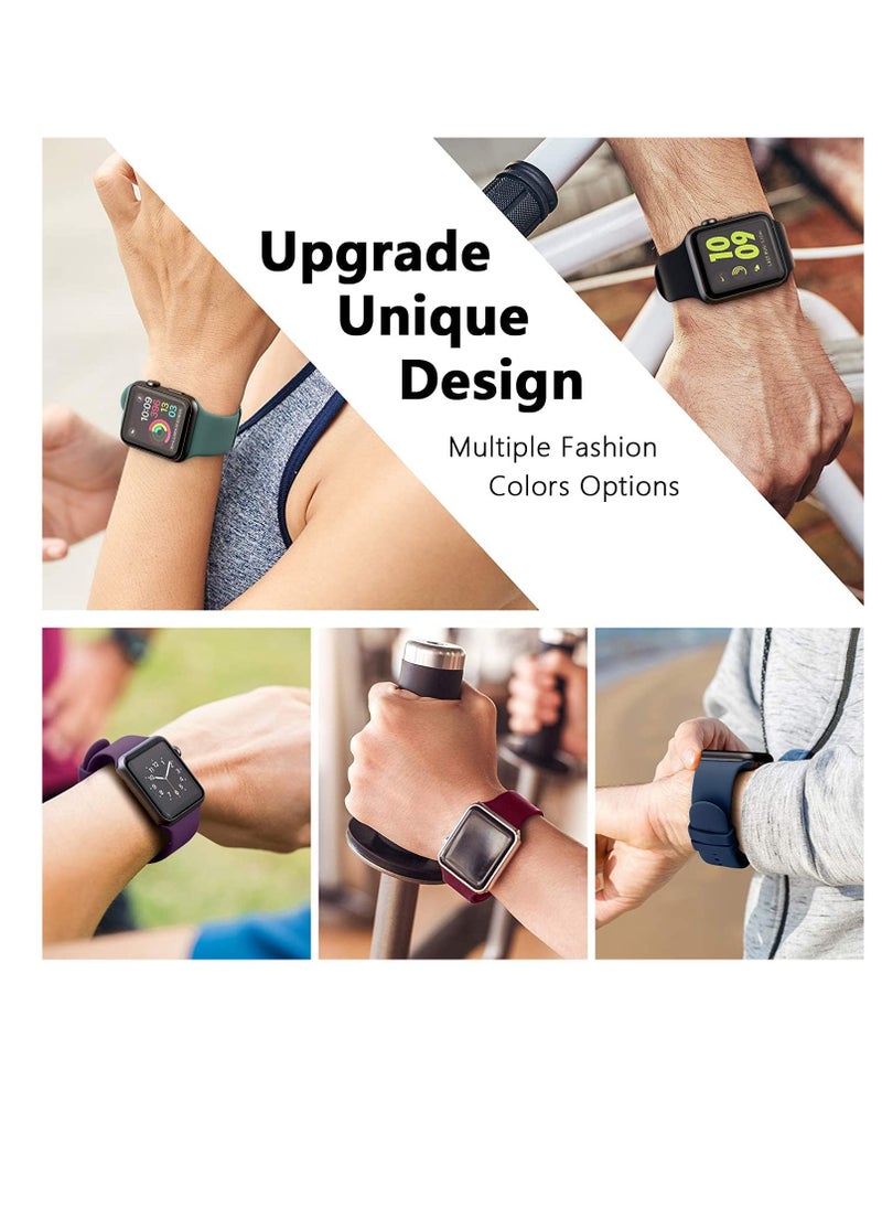 Excefore - 6 Pack Sport Bands Compatible with Apple Watch Band 38mm 40mm 41mm 42mm 44mm 45mm, Soft Silicone Waterproof Strap Wristbands Compatible with iWatch Apple Watch Series 7 6 5 4 3 2 1 SE (42/44/45 mm) - Image 1