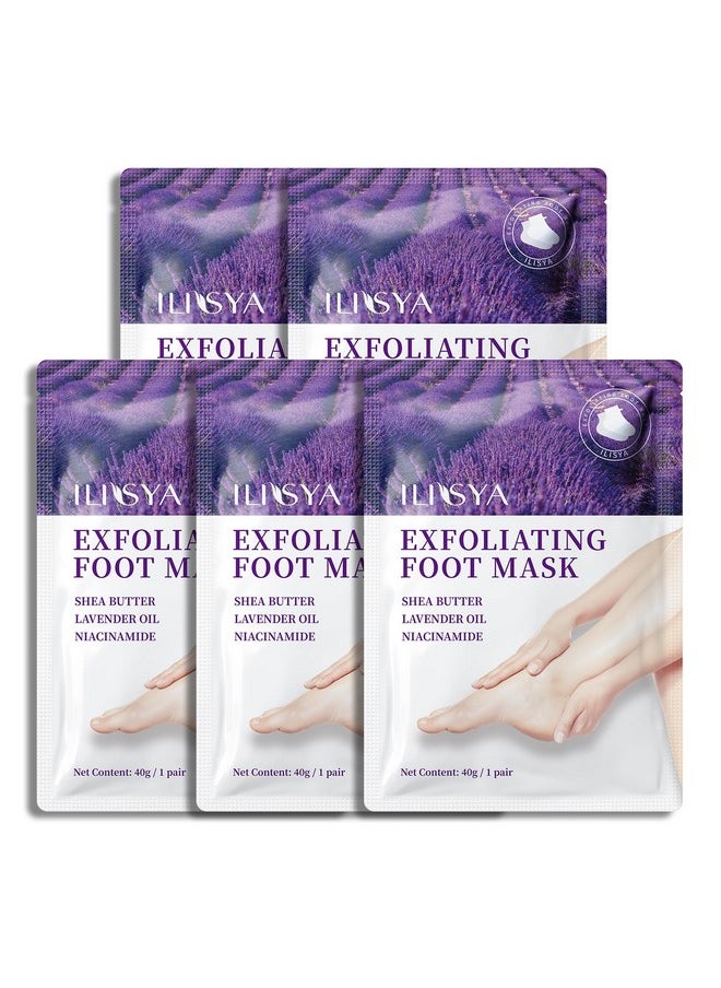 ROUSE - Foot Peeling Mask - 5 Pack Exfoliating Foot Peel Mask for Dry Cracked Feet - Baby Soft Foot Mask Socks for Removing Dead Skin, Cracked Heels, and Calluses - Lavender, Shea Butter, Aloe - Women and Men - Image 1