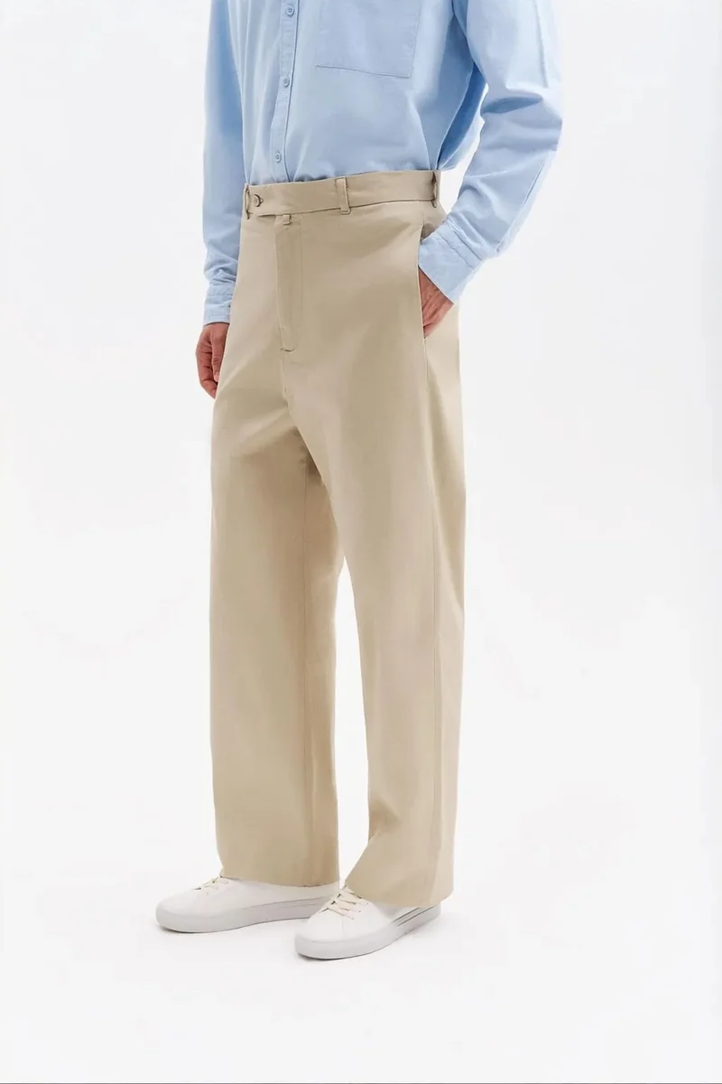 Giesto Beige Natural GIESTO Men's Cotton Lycra Suit Pants for Men | Best Price UAE