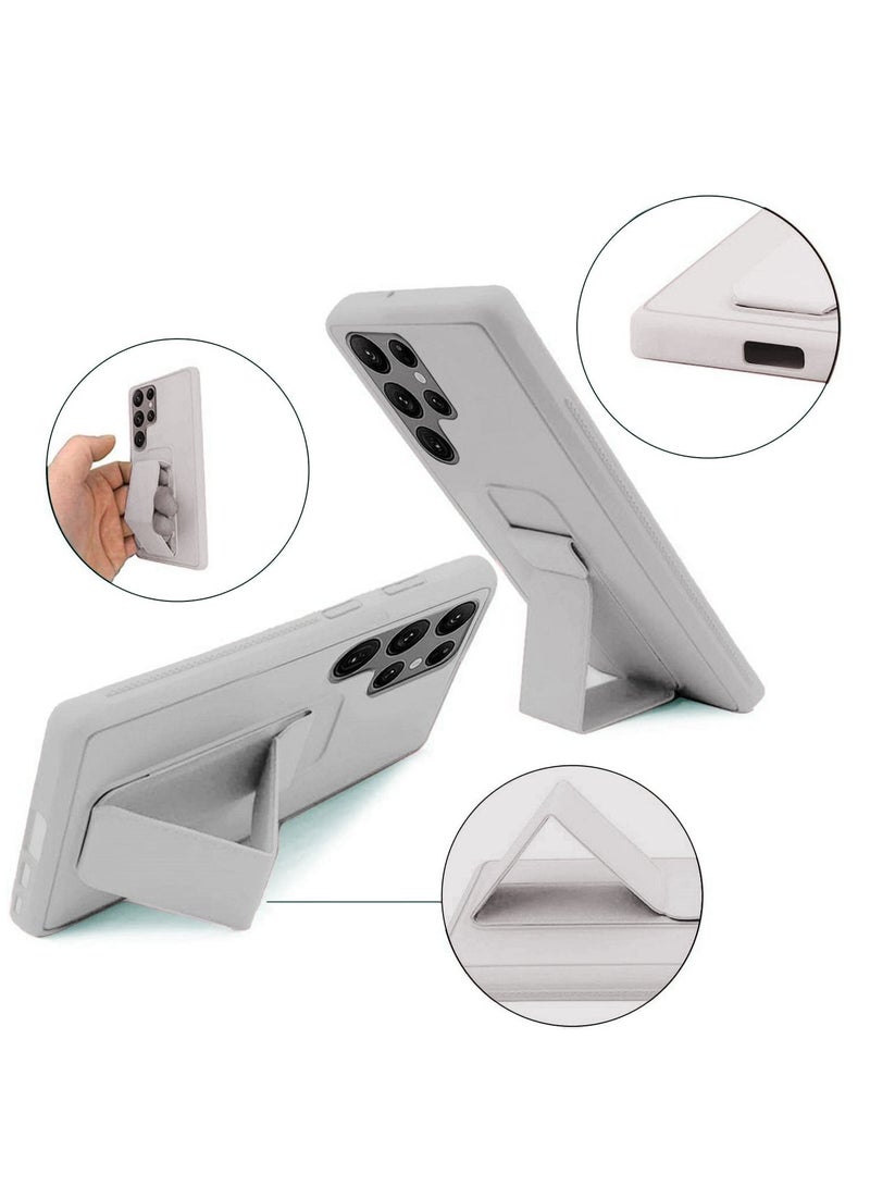 BORTONY Galaxy S22 Ultra with Magnetic Stand & Holder, Premium Silicone Hand Strap Grip, Car Mount Kickstand And Finger Grip Case Cover For Samsung Galaxy S22 Ultra (Grey) - Image 4