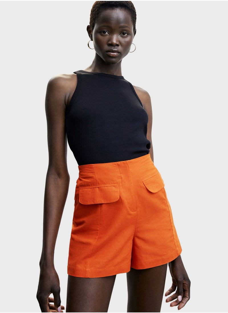 MANGO - High Waist Mini Shorts - Image 1
