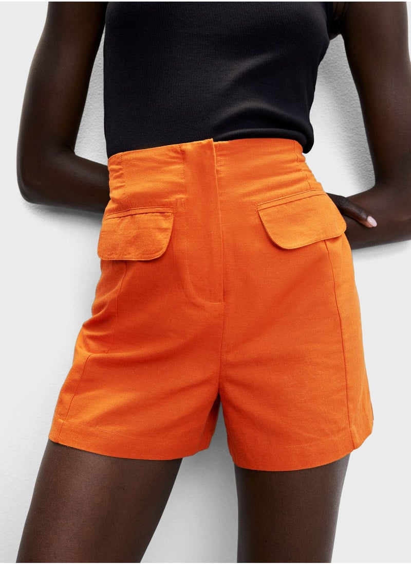 MANGO - High Waist Mini Shorts - Image 1