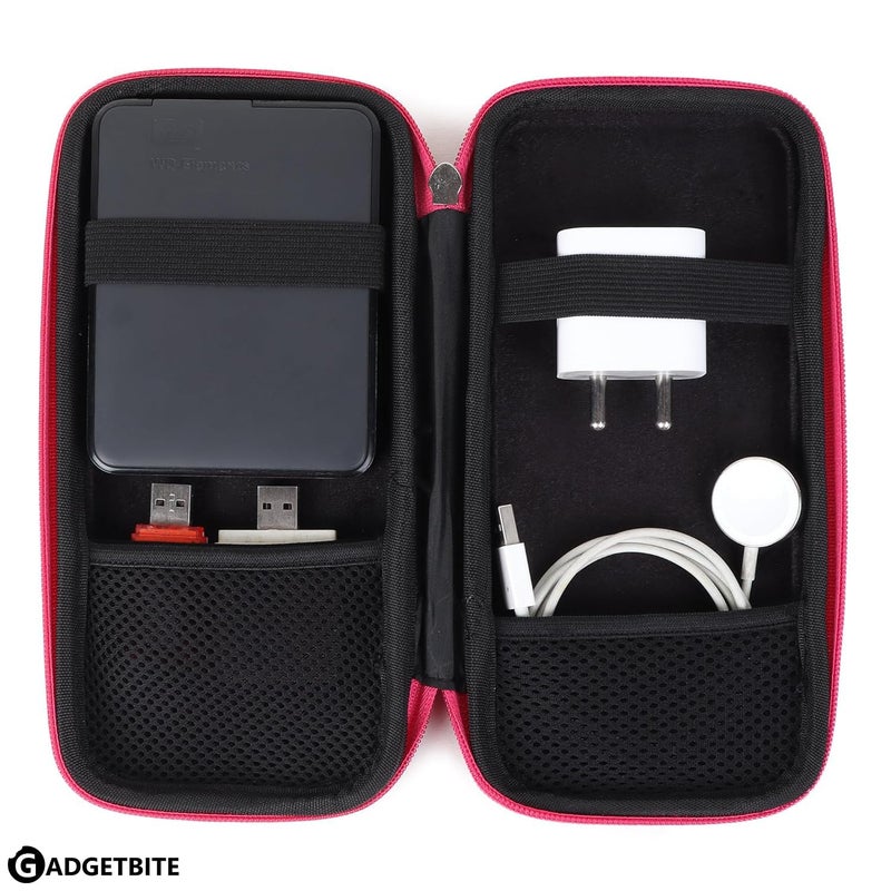 GadgetBite Portable Electronic Accessories Organizer - Travel-Friendly EVA Pouch for Vlogging Camera, USB Cables, Power Banks, Adapters, Hard Disks, and More (Pink) - Image 3