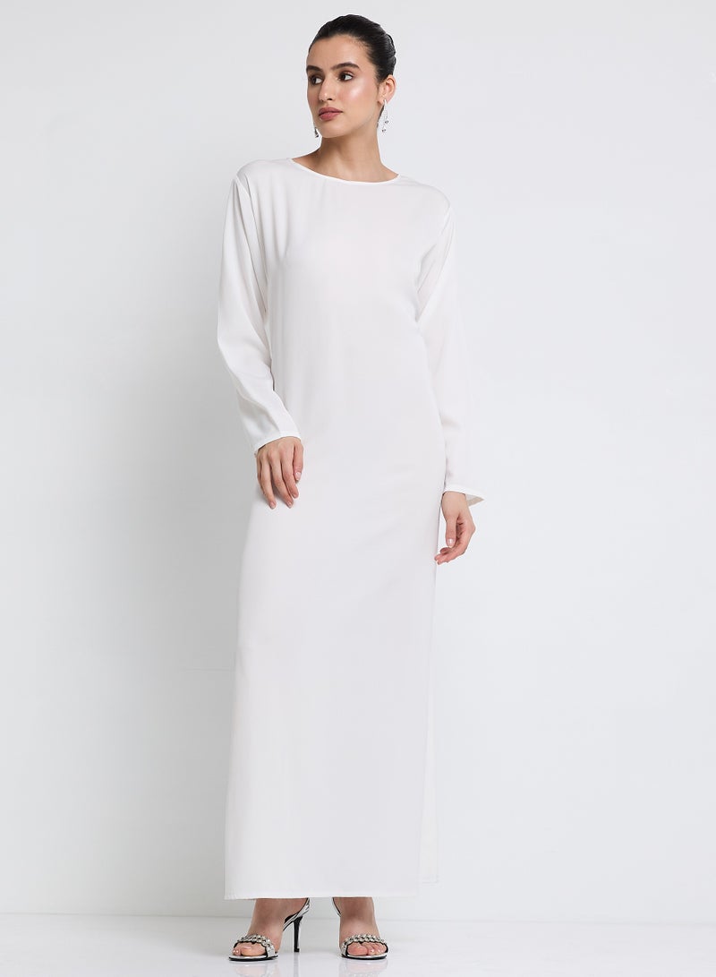 روزيت عباية طقم عباية أورجانزا رمادية مطرزة مع فستان داخلي وحزام - Image 5