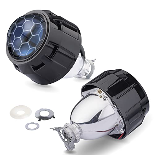 YUFANYA 2.5 Inch Honeycomb Bixenon Projector Lens with Black Shrouds Fit for H1 H4 H7 Car Motorcycle Retrofit - Image 1