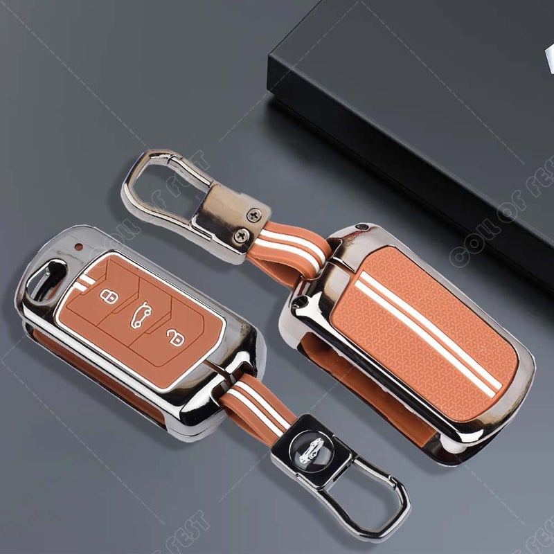 Coll of Fest Premium Black Chrome Metal Silicone Key Cover – Glow-in-The-Dark, Waterproof, Key Fob Protector for Mahindra Scorpio Marazzo Xuv 300 Xuv 700 Xuv 400 Ev Bolero Thar Tuv 3 Button Flip - Image 4