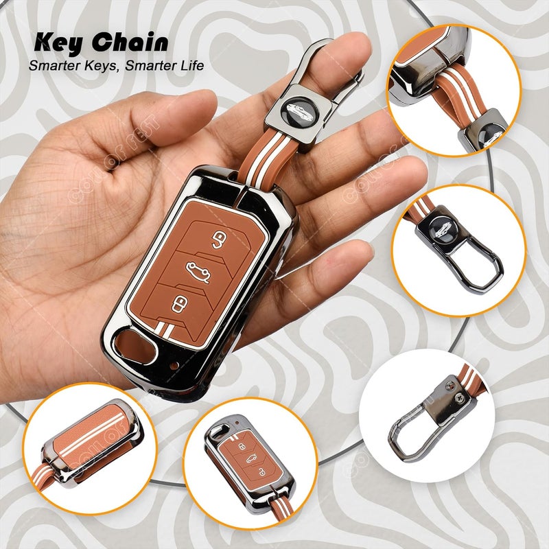 Coll of Fest Premium Black Chrome Metal Silicone Key Cover – Glow-in-The-Dark, Waterproof, Key Fob Protector for Mahindra Scorpio Marazzo Xuv 300 Xuv 700 Xuv 400 Ev Bolero Thar Tuv 3 Button Flip - Image 2
