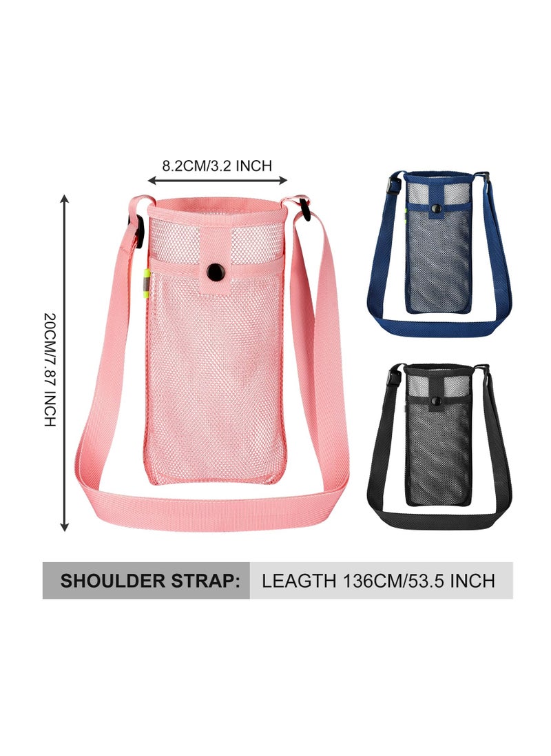 SYOSI - Water Bottle Holder, Water Bottle Carrier Bag Mesh, Water Bottle Sling with Adjustable Strap for Hiking Camping Walking Sports Gym, Can Fit Most Water Bottles, with A Night Reflective Strip(3Pack) - Image 1