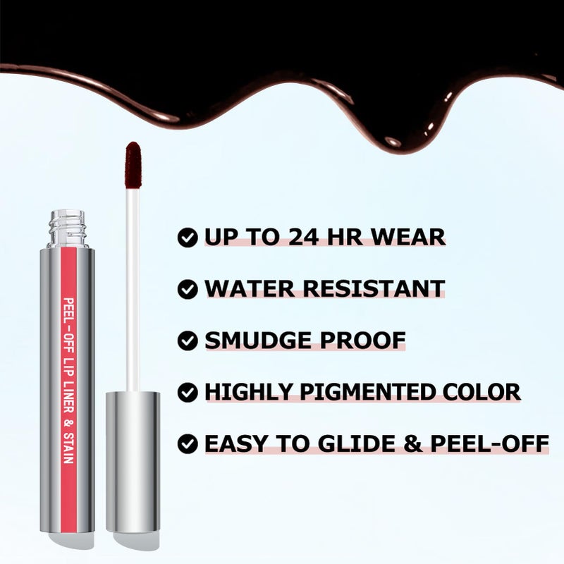 Cilrofelr Peel Off Lip Liner Stain, Long Wear Tattoo Lip Liner with Tweezer, Peel Off Lip Stain with Matte Finish, Long Lasting, Waterproof, Transfer-proof, Highly Pigmented Color (Rose) - Image 3