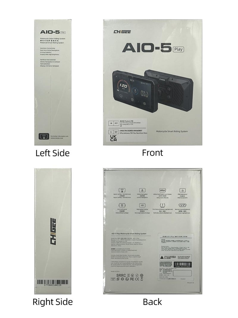 Chigee AIO-5Play: The Ultimate 5-inch Motorcycle Smart Display with CarPlay & Android Auto, IP68 Waterproof, bluetooth and 5G Connectivity, Dedicated App - Image 2