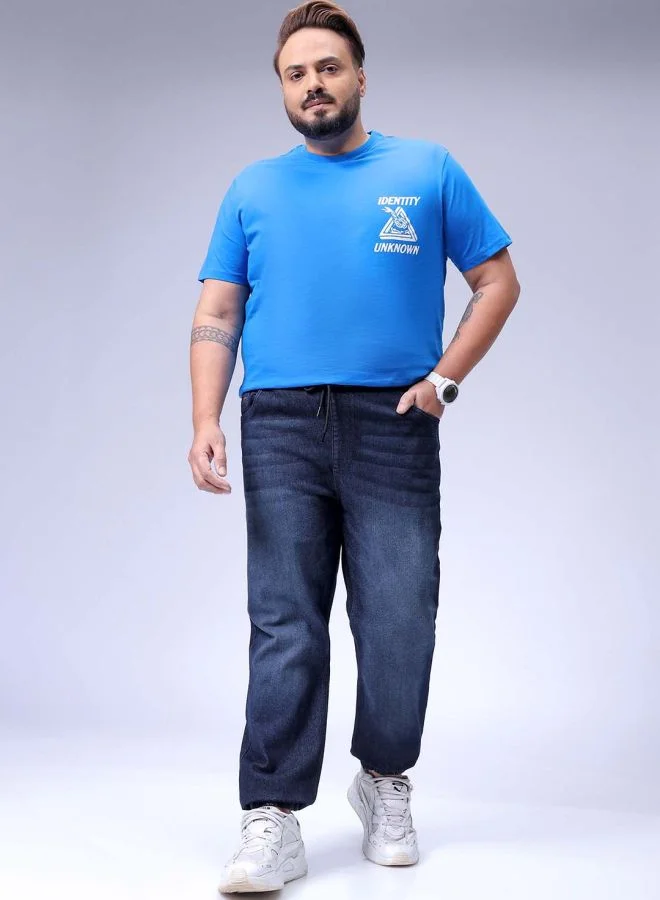 هاردسودا Men Plus Size Slim Fit Solid Mid-Rise Stretchable Denim Joggers