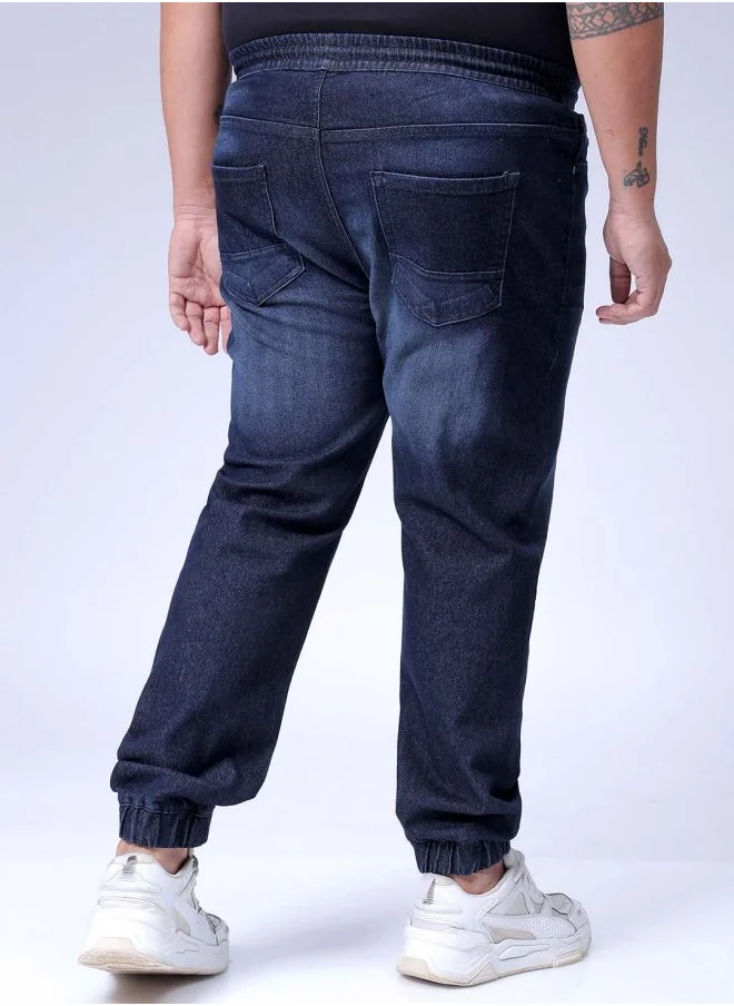 هاردسودا Men Plus Size Slim Fit Solid Mid-Rise Stretchable Denim Joggers
