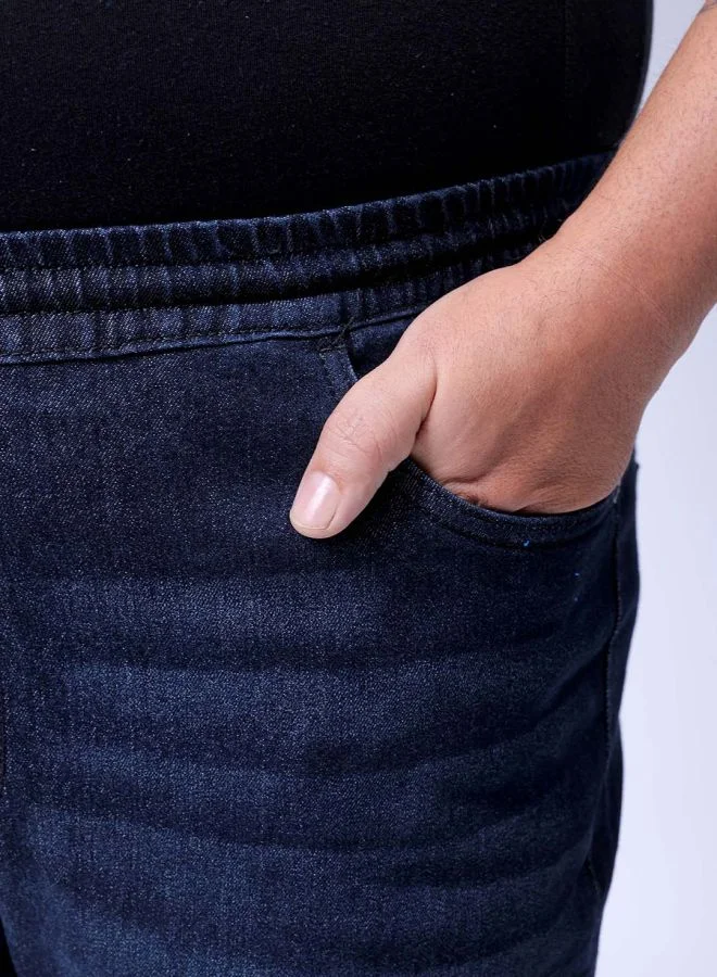 هاردسودا Men Plus Size Slim Fit Solid Mid-Rise Stretchable Denim Joggers