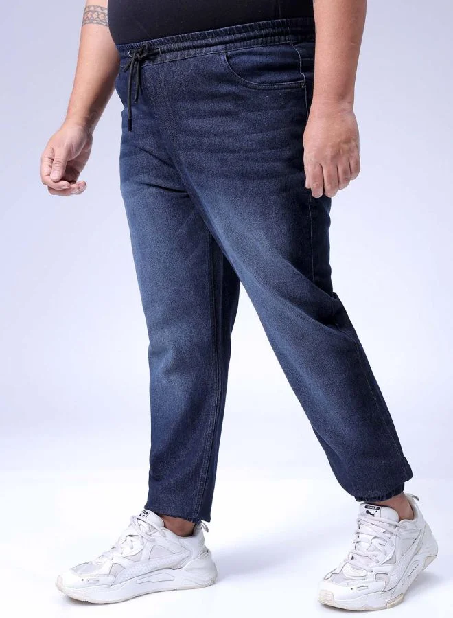 هاردسودا Men Plus Size Slim Fit Solid Mid-Rise Stretchable Denim Joggers