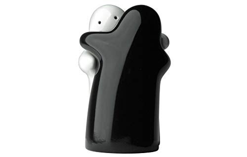 Belle Being Salt and Pepper Shakers Cute Decorative Novelty Hugging Shakers Couple Set Black and White Modern and Vintage Hug Design Easy to Refill and Dispenser Shaker Set - Image 1