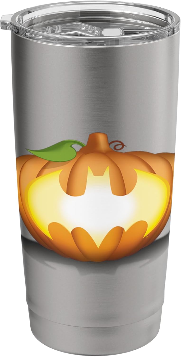 DC Comics Batman Halloween Pumpkin Logo T Shirt Stainless Steel Insulated Tumbler  - Image 1