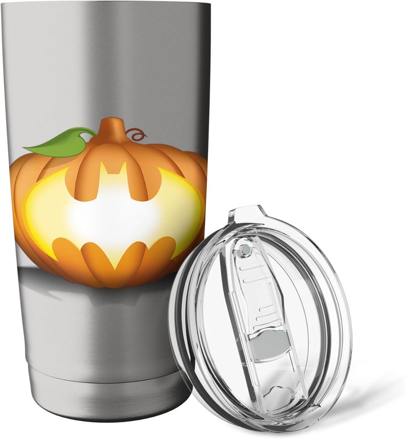 DC Comics Batman Halloween Pumpkin Logo T Shirt Stainless Steel Insulated Tumbler  - Image 5