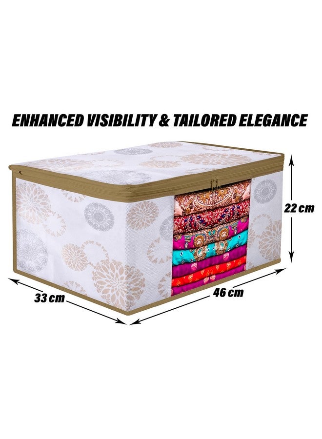 Kuber Industries Saree Storage Bag | Clothes Storage Bag | Wardrobe Storage Bag | Cloth Storage Organizer | Visible Window Saree Bag | Gola-Design | 9 Inch | Pack of 3 | White - Image 3