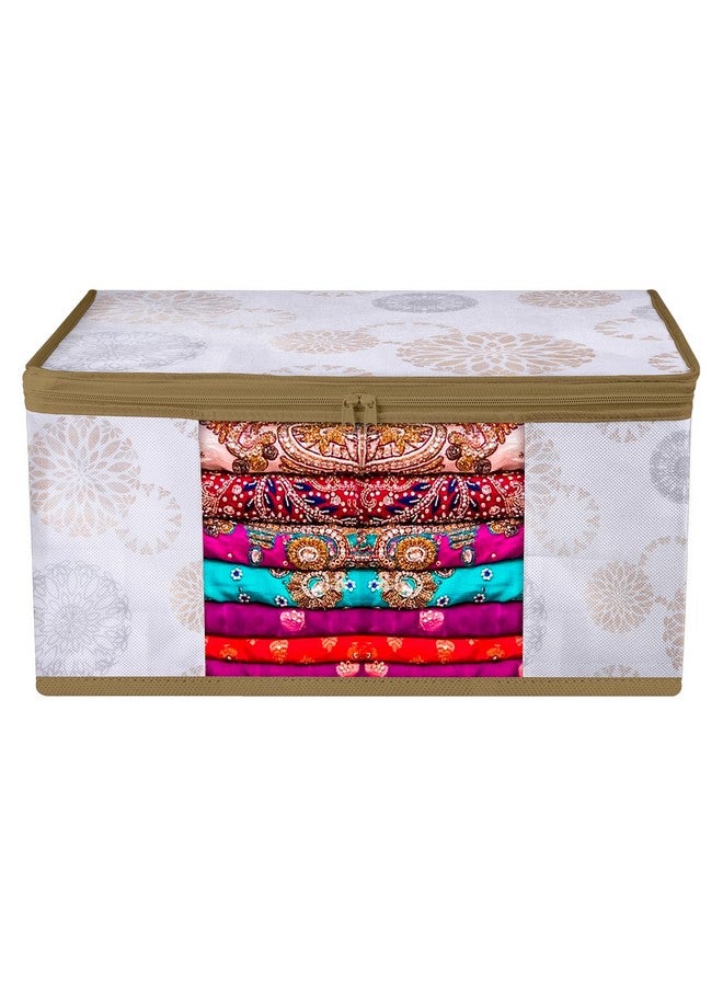 Kuber Industries Saree Storage Bag | Clothes Storage Bag | Wardrobe Storage Bag | Cloth Storage Organizer | Visible Window Saree Bag | Gola-Design | 9 Inch | Pack of 3 | White - Image 2