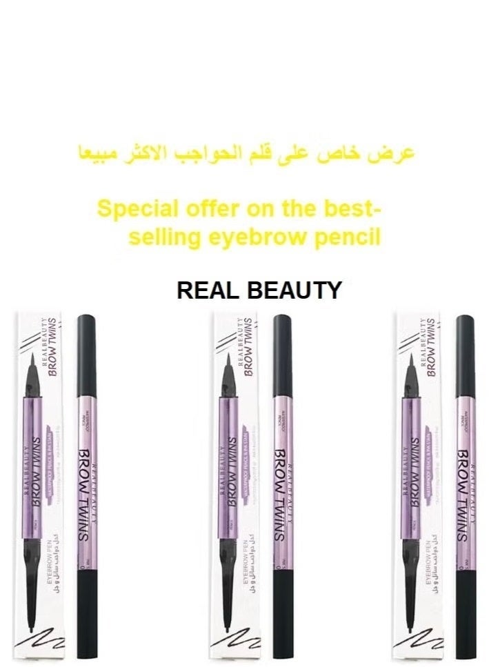 REAL BEAUTY 3pcs Real Beauty Dark Brown Eyebrow Pencil - Image 3