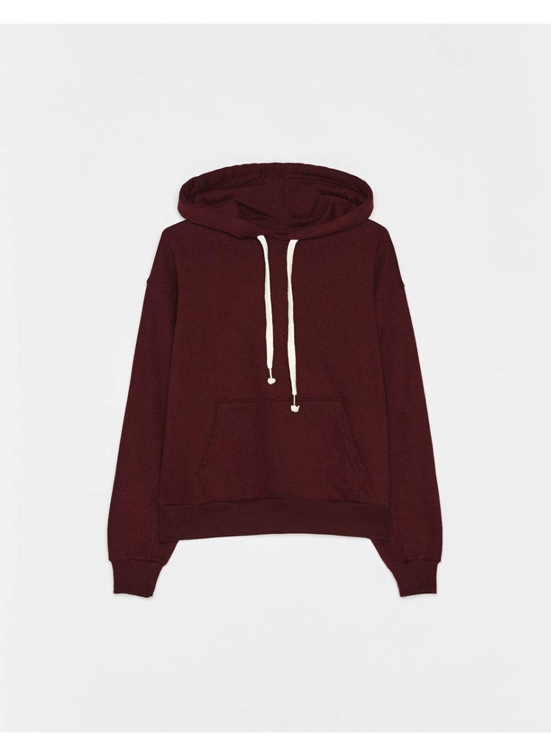 LOUD UNIVERSE Women’s Mahroon Hoodie – Casual Long Sleeve Hooded Sweatshirt with Pockets – Cotton Blend – Comfortable Winter Hoodie For Women  - Image 4