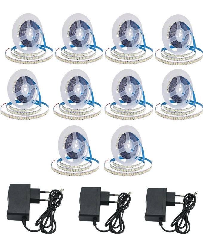 LED CUTTABLE STRIP LIGHTS SMD 2835 LED STRIP 12V 12000 LED IN 50 METER 165 FT HD LED LIGHT STRIPS IP21 3 TIMES BRIGHTNESS THAN SMD3528 LED 3 PIECE DC12V ASAPTOR INCLUDED