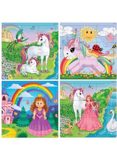 Fiddlys Fiddlys Wood Jigsaw Puzzles For Kids & Children -9 Pieces Age 3+ (Unicorn & Princess - Pack Of 4)  - Image 1