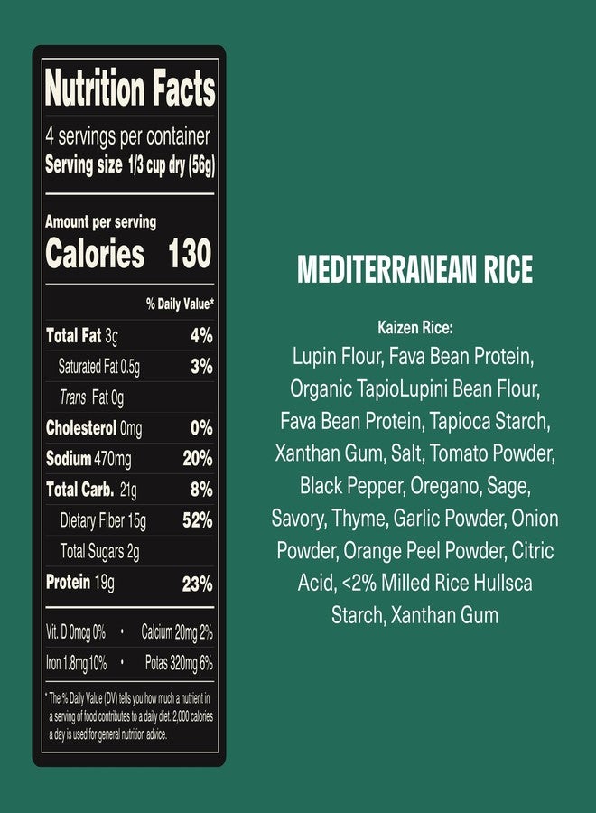 Kaizen Food Company Kaizen Low Carb Rice, 20g High Protein, 6g Net Carb, Mediterranean (3-Pack) - Image 4