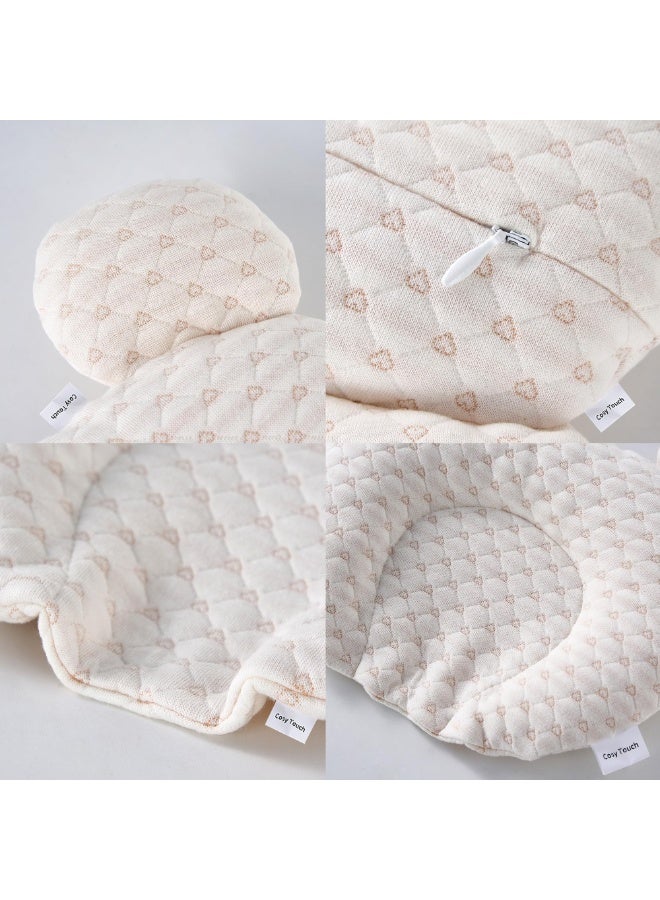 Baby Head Shaping Pillow, Flat Head Prevention Memory Foam Infant Pillow, Ergonomic Newborn Head Support Cushion with Organic Cotton Cover for Crib, Stroller, Car Seat - Image 4
